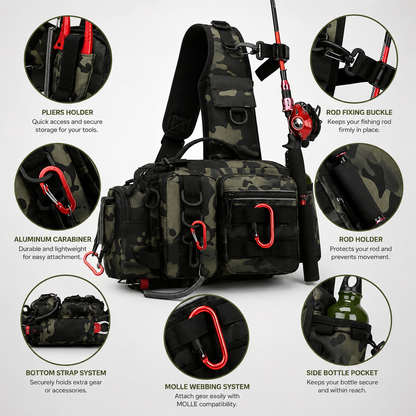Fishing Sling Tackle Backpack with Rod Holder