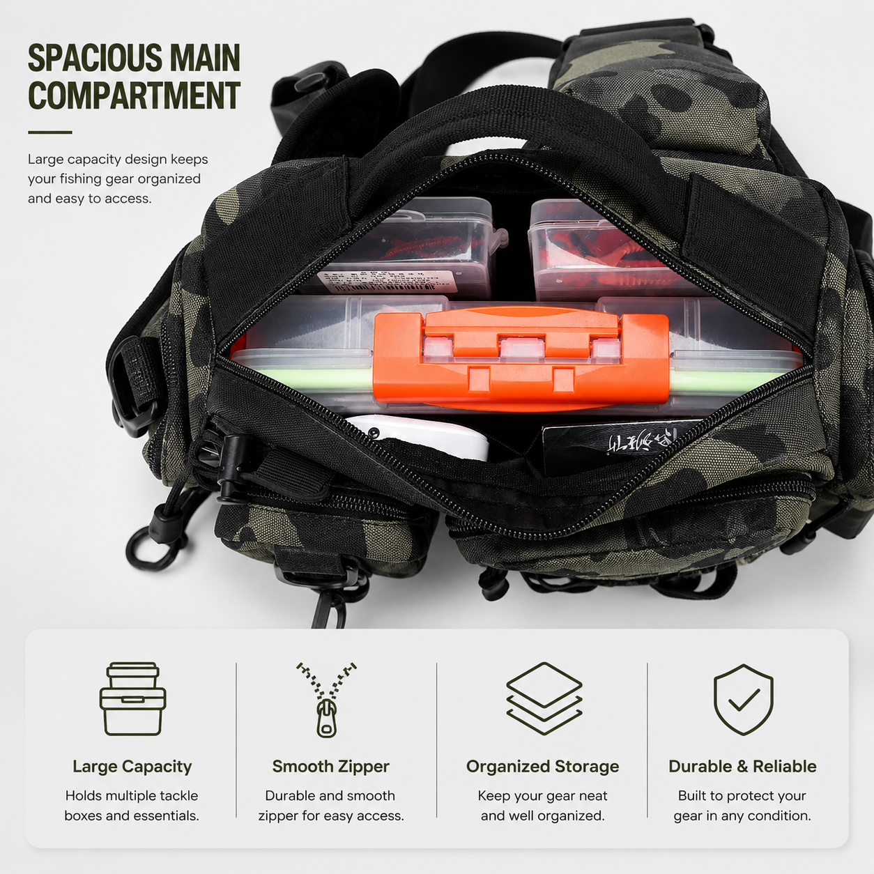 Fishing Sling Tackle Backpack with Rod Holder